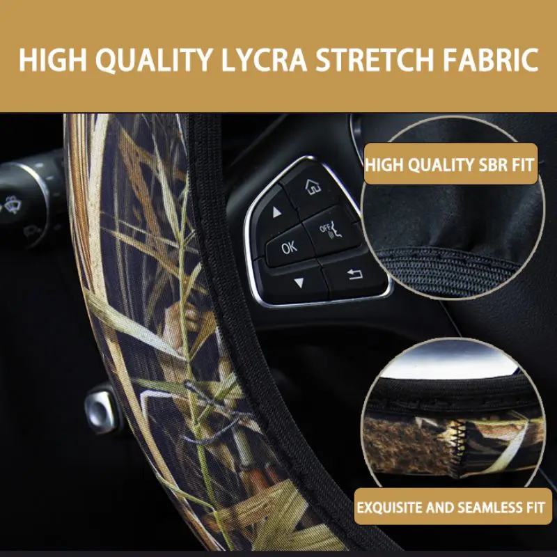 Camouflage Steering Wheel Cover Anti-Slip Excellent Grip Standard Size For Car SUV All Season Comfortable Wheel Cover