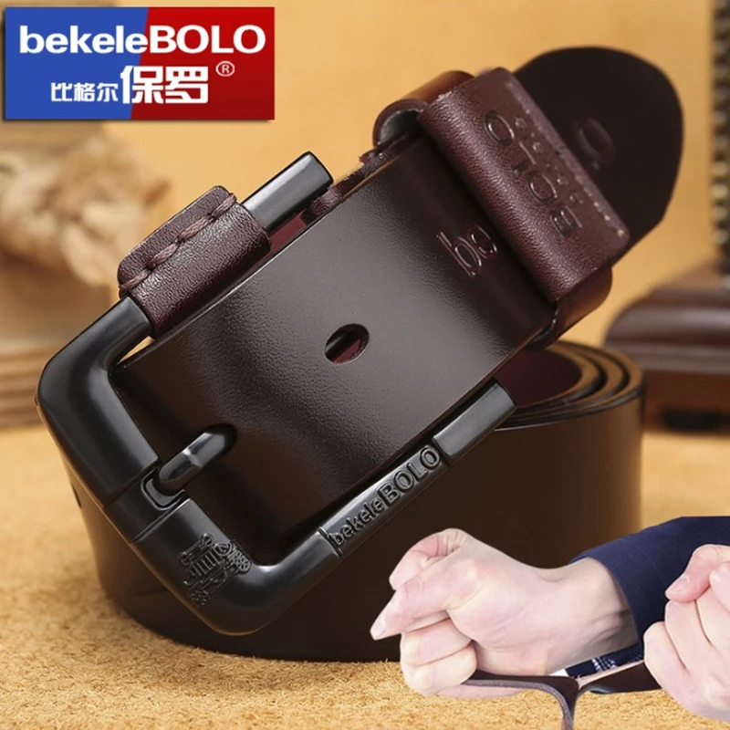 

Men Cow Genuine Leather Belt Men Luxury High Quality Vintage Metal Pin Buckle Designer Belt For Men Cowskin Strap Male For Jeans