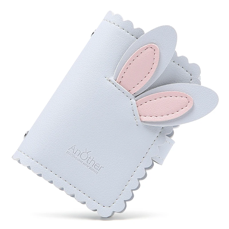 Light blue rabbit ea Sma сумка кошелек интегрированный WomaUltra-тонкий Простой милый мини degausing Противоугонный набор карт бизнес кожаный кошелек для монет Leisur - Цвет: Light blue rabbit ea