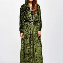 Европа и Америка AliExpress осень и зима стиль INS улица оснастки стиль знаменитостей бархат с капюшоном длинным рукавом Длинная мантия