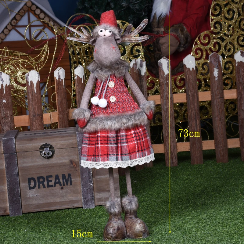 Натальные фигурки лося, рождественские украшения для дома, выдвижная игрушка "Северный олень", красные рождественские куклы, подарок на год, Счастливого Рождества - Цвет: qun zi