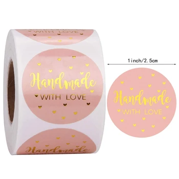 

500Pcs/Lot Thank you Bronzing Heart Round Seal sticker For Handmade Products Baking Products Sealing Sticker Label