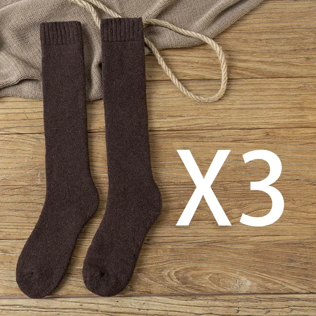 Winter Men's Knee Wool Long Socks Thick Warm Harajuku Retro Compression High Male Sock 3 Pair S5