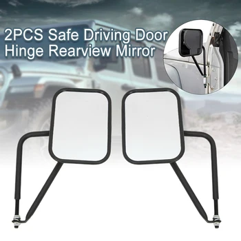 

2Pcs Shake Proof Driving Hinge Mount Rectangular Door Off Mirror Bolt On Side View For Jeep JK JL JT Accessories Easy Install