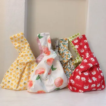 

2020 Fruit Sweet Animal Women Japanese Vintage Portable Lunch Bags Open Soft Pocket Versatile Phone Small Handbag Clutch Purse