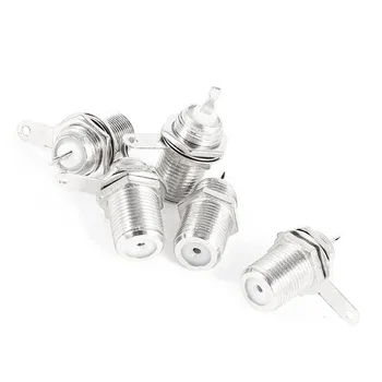 

New 5 Pcs F Type Panel Mounted Socket Female Jack Solder Connector Adapter