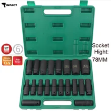 Conjunto de tomada de impacto, conjunto de tomada resistente e resistente de 78mm para pneumática, 10/15/20 peças ferramenta manual da chave com caixa de armazenamento