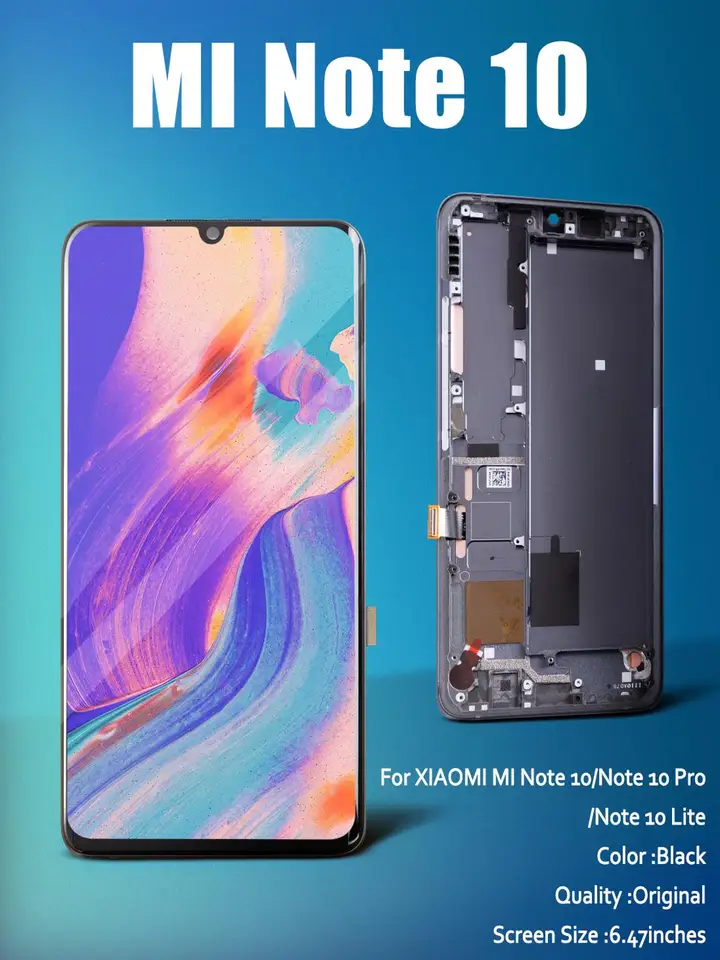Écran LCD + Vitre Tactile Avec Chassis Noir Pour Xiaomi Mi Note 10 Pro (neuf)