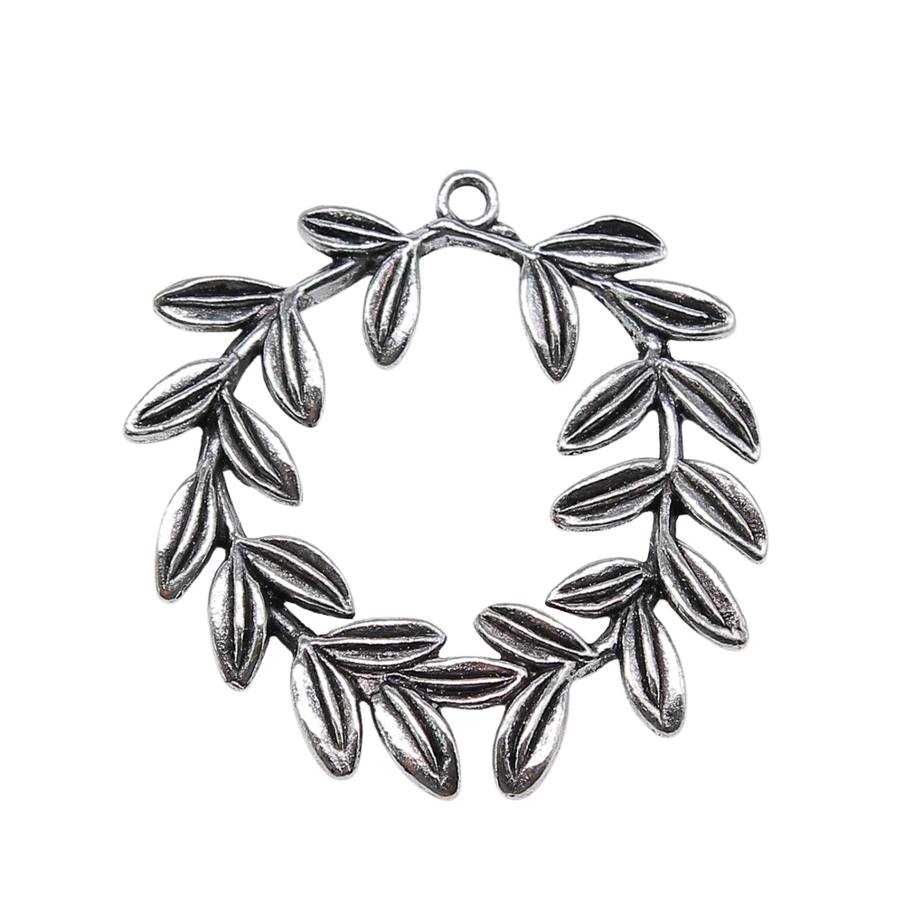 

Wholesale 50pcs/bag Charm Olive Branch Wreath 41x36mm Antique Bronze Silver Color Pendants Making DIY Handmade Jewelry