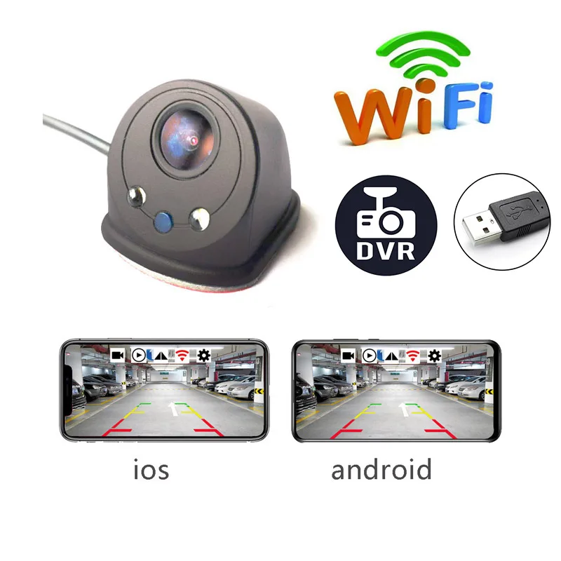 

Wireless Car Side View Camera WIFI 170 Degree Reversing Camera Dash Cam USB Mini Waterproof Driving Recorder for Android and for
