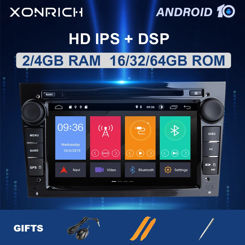 Автомобильный DVD плеер 2 Din Android 10 для Opel Vectra C Zafira B Corsa D Astra H G J Meriva Vivaro мультимедиа GPS