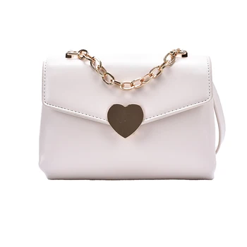 

crossbody bags for women Solid color simple PU leather heart-shaped buckle bags for women 2020 women's Shoulder Messenger Bag