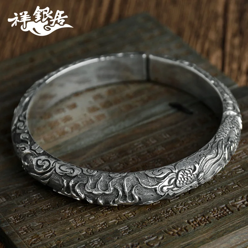 

★yunnan S999 fine silver restoring ancient ways in extremely good fortune silver bracelets bracelets send mother by hand