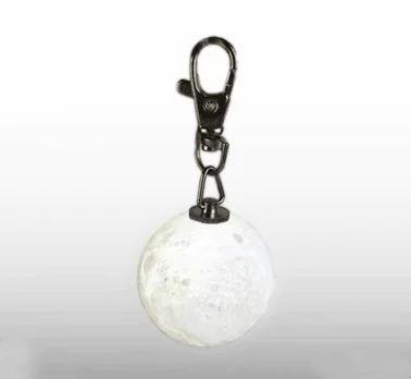 white with ring Мини 3D Лунная лампа, брелок, Ночной светильник, белый светильник, прочные и практичные подарочные украшения, брелок для ключей, сумка для телефона, ремень - Испускаемый цвет: white with ring