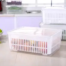 Двухслойная кухонная дренажная коробка для рыбы, морепродукты, фрукты и овощи, прямоугольный элемент холодильника, замороженная коробка для хранения, герметичная коробка для свежести