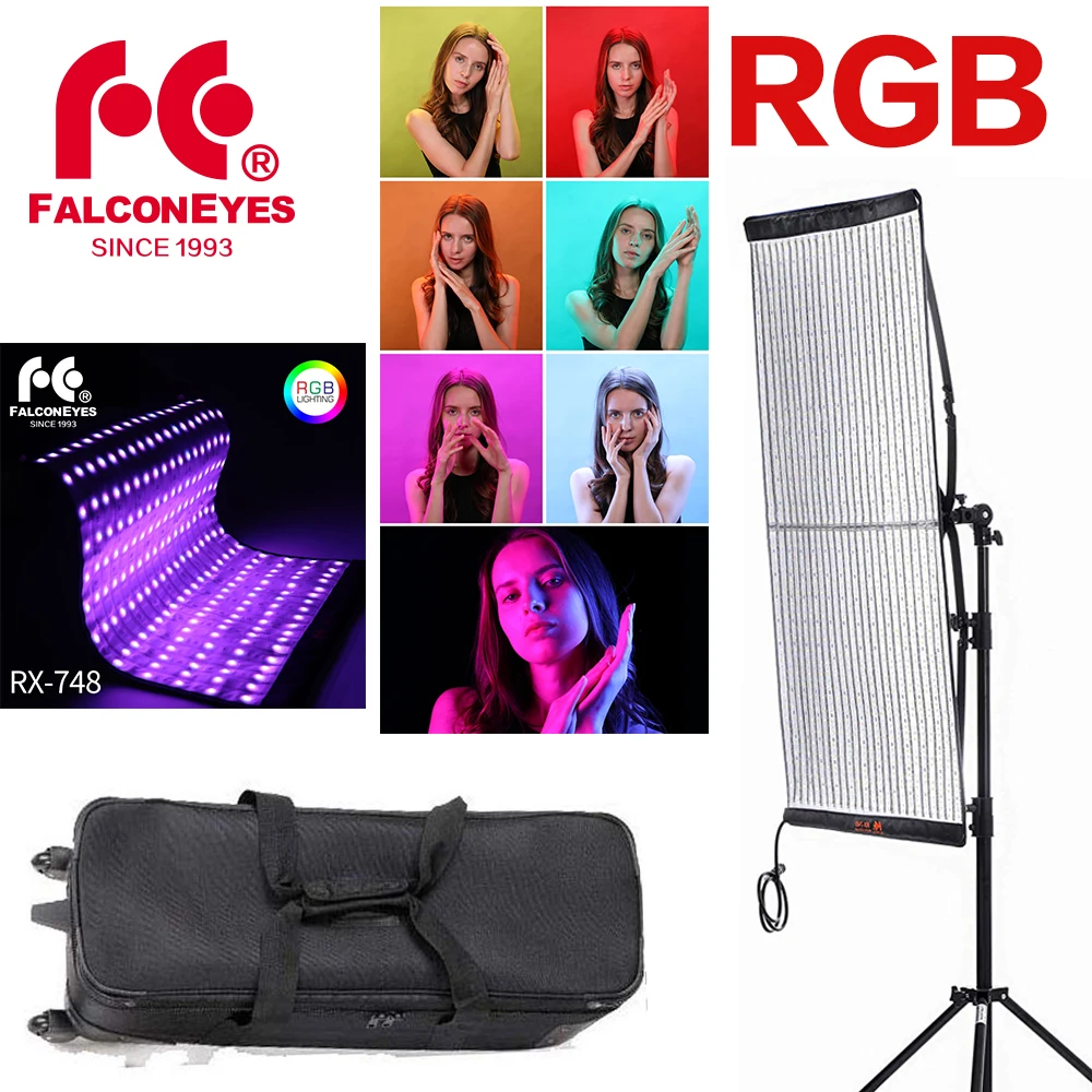 Falcon Eyes RX-748 4x2 фута 300 Вт светодиодный RGB fotografia камера гибкий светильник водонепроницаемый непрерывный для Dslr видео светильник ing Studio