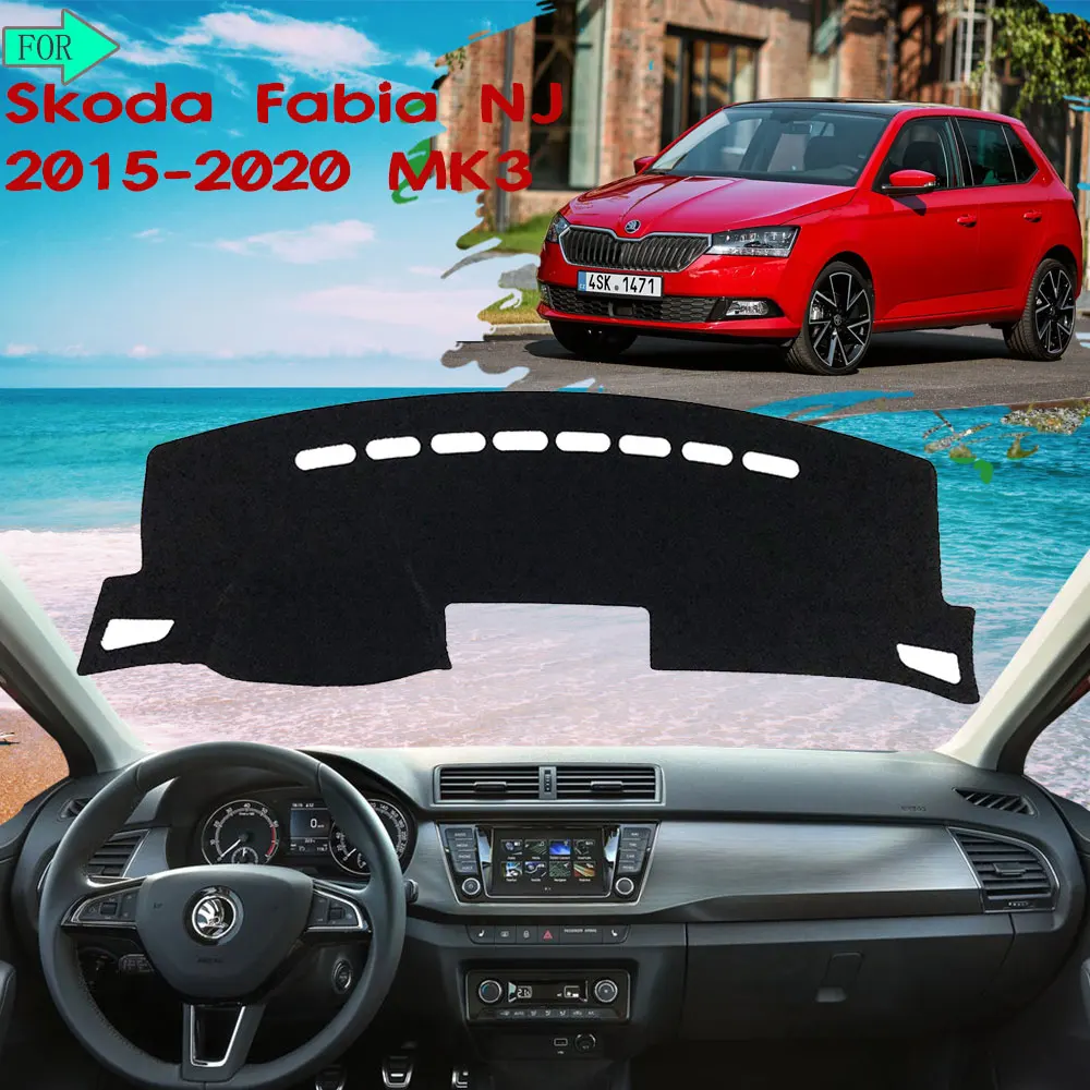 

Крышка приборной панели, коврик для защиты от света, Настенный Коврик для Skoda Fabia 3 NJ 2015 2016 2017 2018 2019 2020 MK3, автомобильные аксессуары