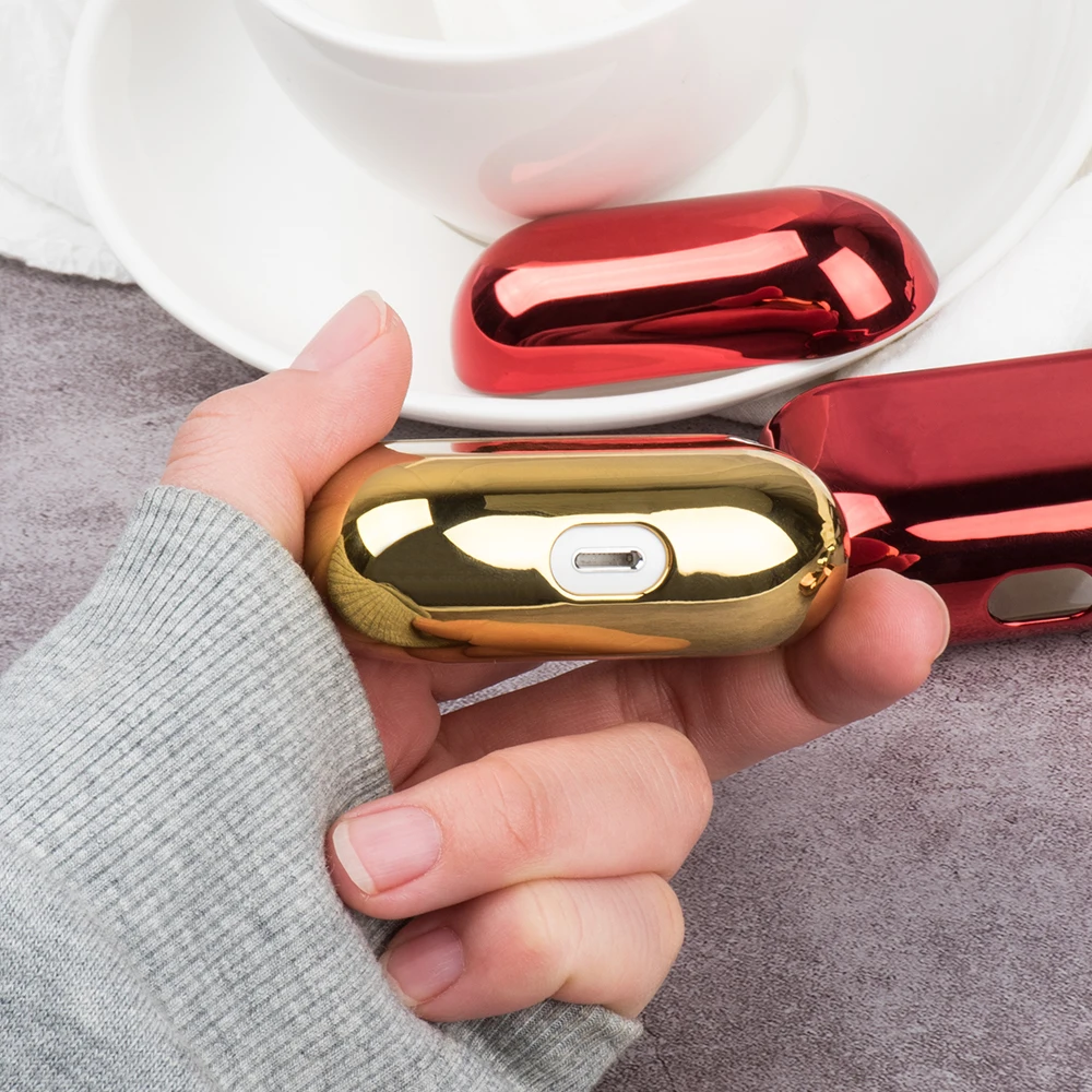Золотой с гальваническим покрытием Жесткий ПК для AirPods 1 2 3 чехол Крышка Беспроводные Наушники Аксессуары для Airpods Pro цветной чехол для наушников