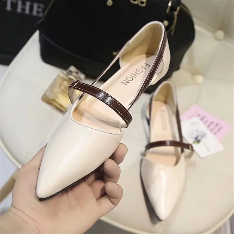 

Microfiber Pointed Toe flat women shoes 2019summer shoes woman Fashion Students Shallow Riband Buckle Strap Slip-On ladies shoes