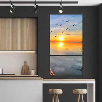 

Canvas painting seascape poster beach ocean sunbird poster Nordic style printing living room decoration mural