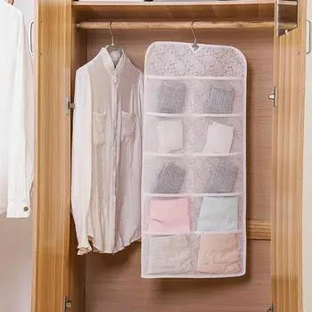 

15/30 Pockets Clothing Storage Bag Double Sides Sock Bra Underwear Organizer With Hanger Hanging Storage Bag