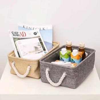 

Retro cloth cotton linen storage basket sundries box snack toy underwear socks storage dirty clothes basket