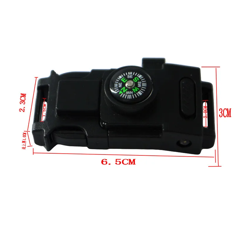 100pcs/pack LED Light Buckles For Umbrella Paracord Bracelets Survive Tools Whistle Compass Multifunction Paracord Bracelet