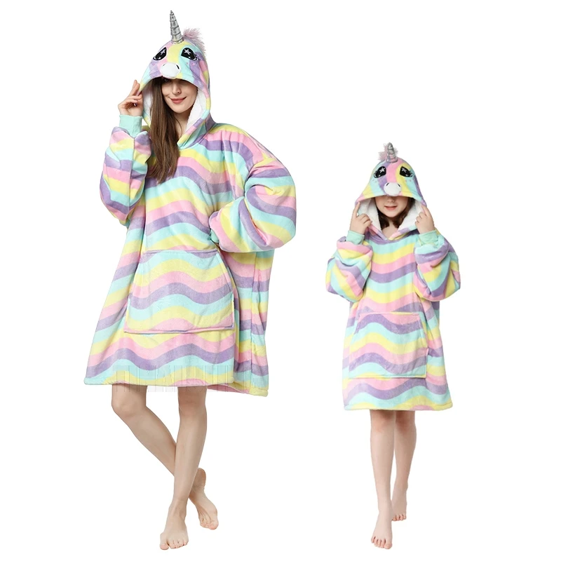 Adult Cows Print Warm Soft Wearable Hooded Sherpa Plush Thick Weighted TV Hoodie Blanket Boy Girl Sweatshirt Polar Fleece Hoodie