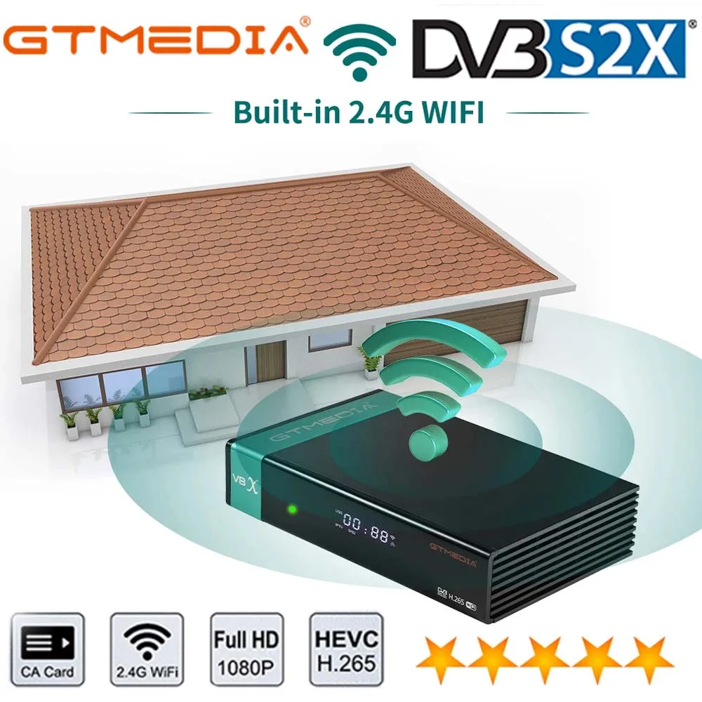 Brazil Chile Poland Gtmedia V8X support DVB-S2X Built-in WIFI H.265 1080P Full HD satellite tv receiver V8x | Электроника
