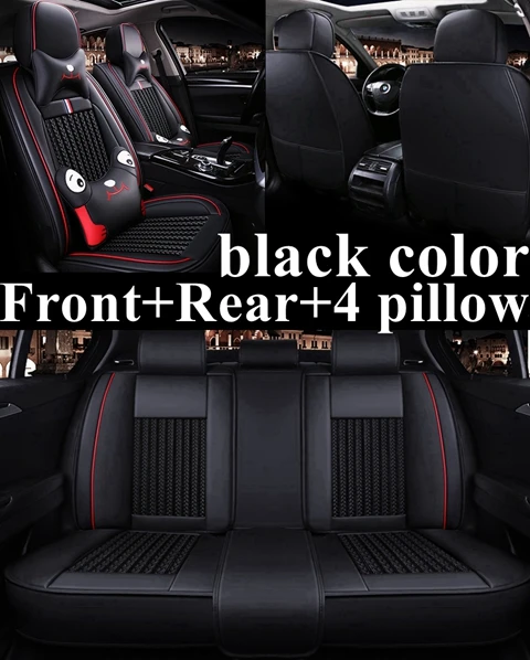 black cartoon Dingdian передняя+ задняя крышка сиденья автомобиля для Toyota Corolla Yaris Pruis Hilux FJ Cruiser Crown LC Prado Venza Zelas Vios Auris Matrix - Название цвета: black cartoon