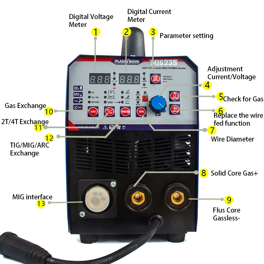 TIG/MMA/MIG сварочный аппарат 3в1 комбинированный многофункциональный сварочный аппарат 220V& Torchs