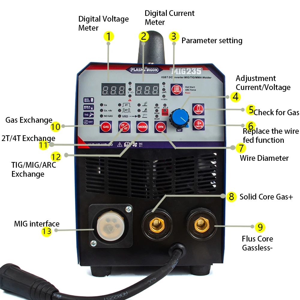 3IN1 Combo TIG / MMA / MIG Welding Machine Multi-Function Welding 220V & Torchs