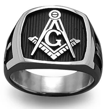 

Retro Men AG Masonic Ring Silver Colour Stainless Steel Ring Hip Hop Steam Punk Party Ring Church Belief Ring Birthday Gift