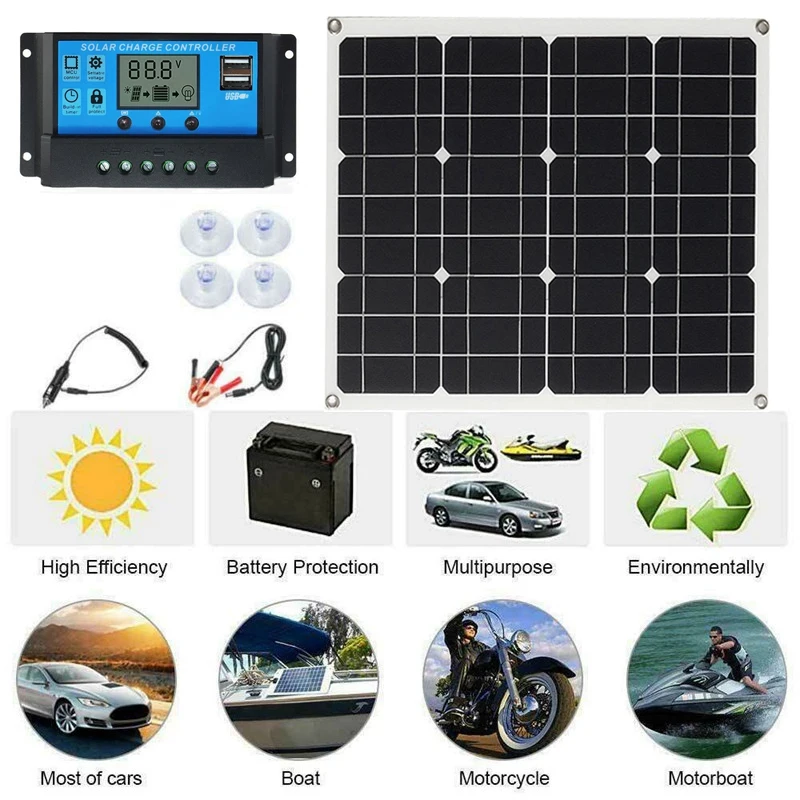 300w Панели солнечные 18V/5V Dual USB Автомобильное зарядное устройство с 30A контроллер