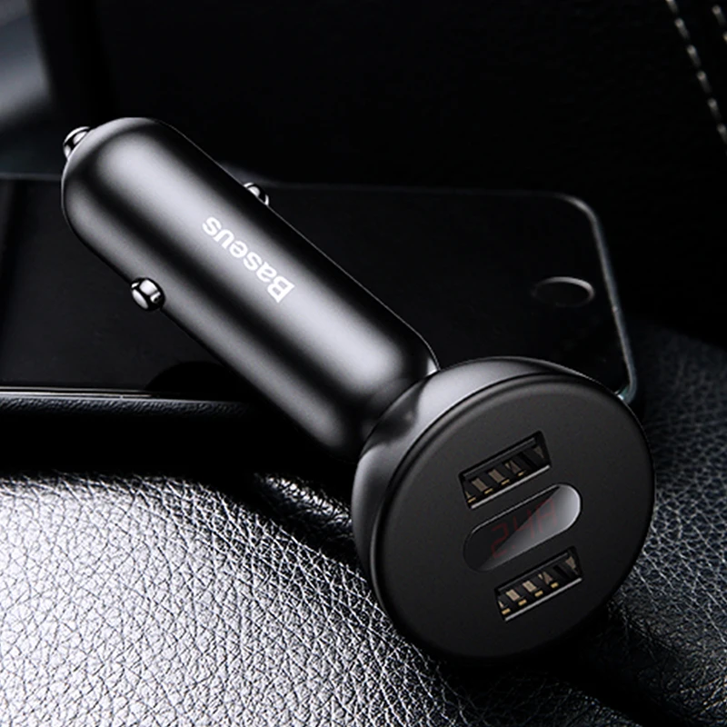 Универсальный встряхиватель цифровой дисплей 4.8A Dual-USB Автомобильное зарядное устройство интеллектуальная Быстрая зарядка сотового телефона для Iphone и Android