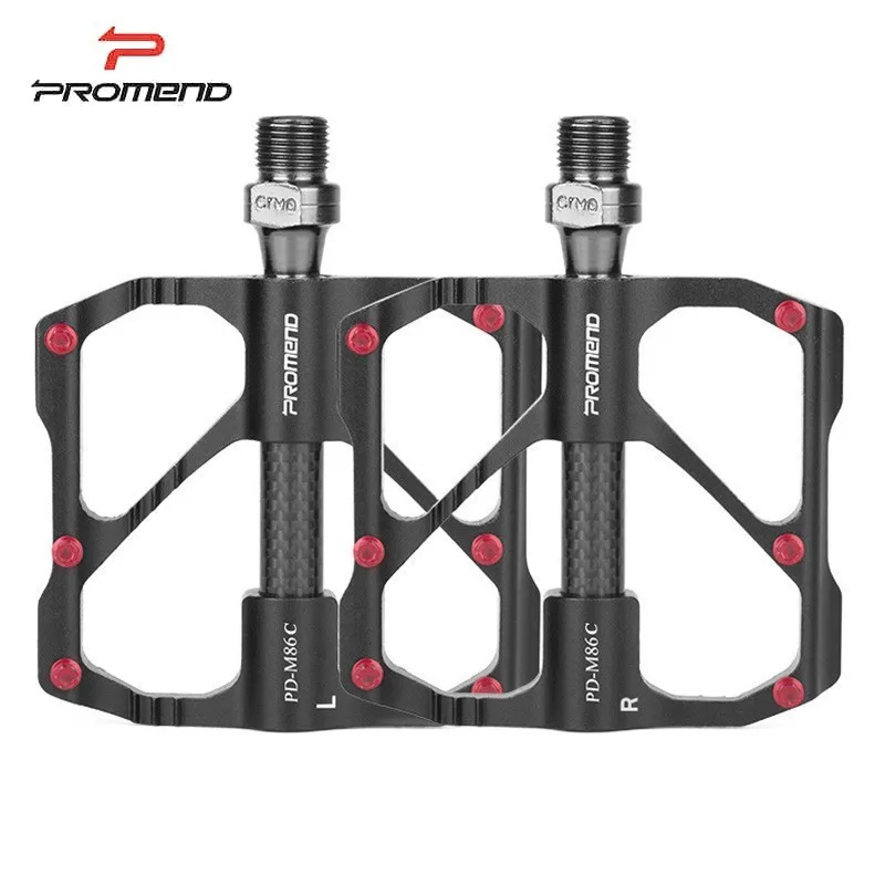 Promend Mtb Pedale a Sgancio Rapido Della Bicicletta Della Strada Del Pedale Anti Slip Ultralight Mountain Pedali Della Bici in Fibra di Carbonio 3 Cuscinetti Pedale vtt