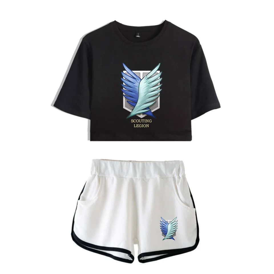 COSREA Attack On Titan Cosplay Costume Survey Corps Logo Short Sleeve Shirt Sport Suits Girls Tees Shorts T Running Sets Women -Zentai shop online H23ee9c33abac4afe811bfc829a7318ech.jpg