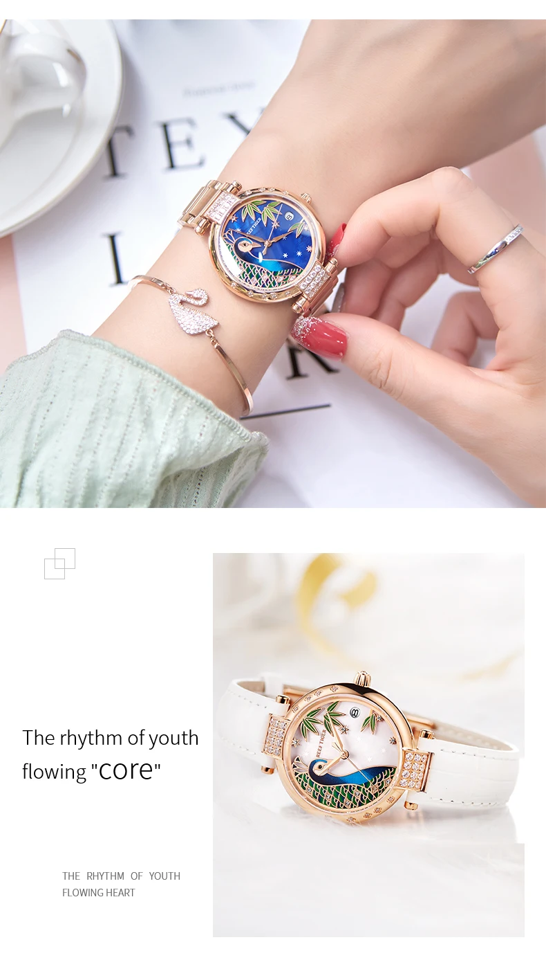 2020 New Reef Tiger/RT Top Brand Elegant Automatic Womens Watch Date Rose Gold Bracelet Watches RGA1587