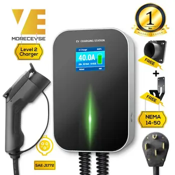 

EV Charging Station Electric Vehicle Charger EVSE Wallbox SAE J1772 32A Level2 220-240V NEMA 14-50 Plug 21 Feet Cable (6.5M)