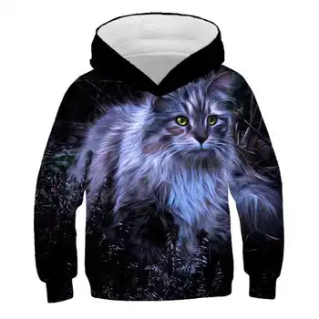 

2020 streetwear hooded sweater children's sweatshirt autumn long-sleeved hoodie Harajuku hoodie cute cat print casual shirt boys