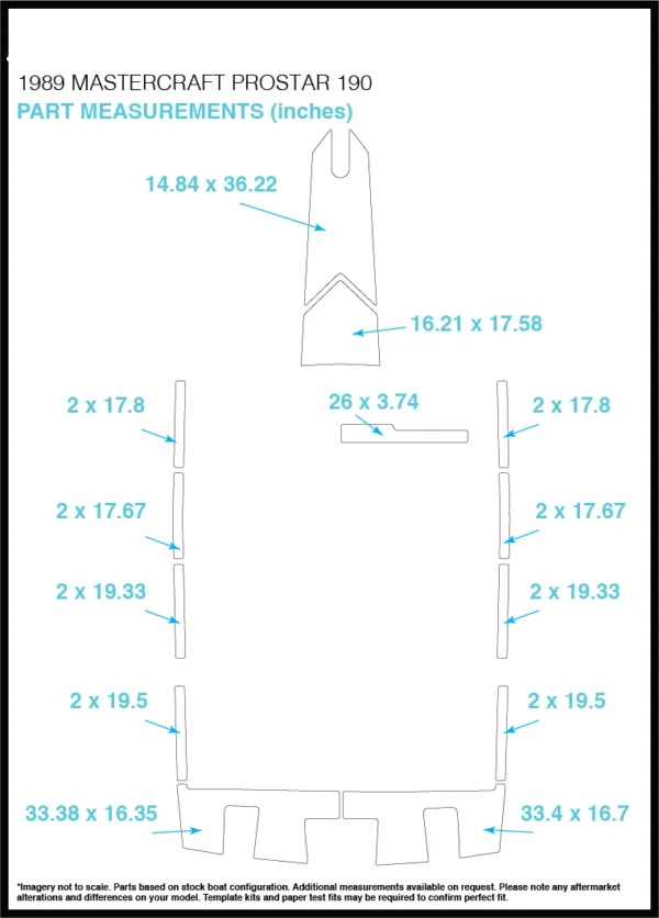 1989 Mastercraft Prostar 190 транца и задняя палуба и тире и лук Pad лодка EVA Тиковый настил 1/" 6 мм