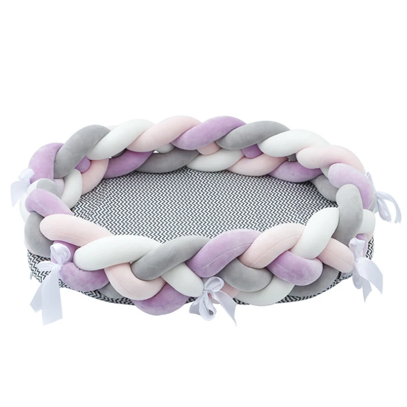 1-Wave pattern Детские Гнездо Портативный Детские Гнездо для детской кроватки Портативный детская кроватка раскладная детская кроватка-кокон хлопок четыре сплетенного стренгой бионические приманки для рыбной ловли кровать - Цвет: 1-Wave pattern