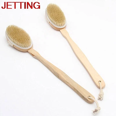 JETTING Massage Fashio Design Natural 1pc Wooden Bath Brush Long Handle Reach Back Body Shower Bristle SPA Scrubber Bathroom Acc