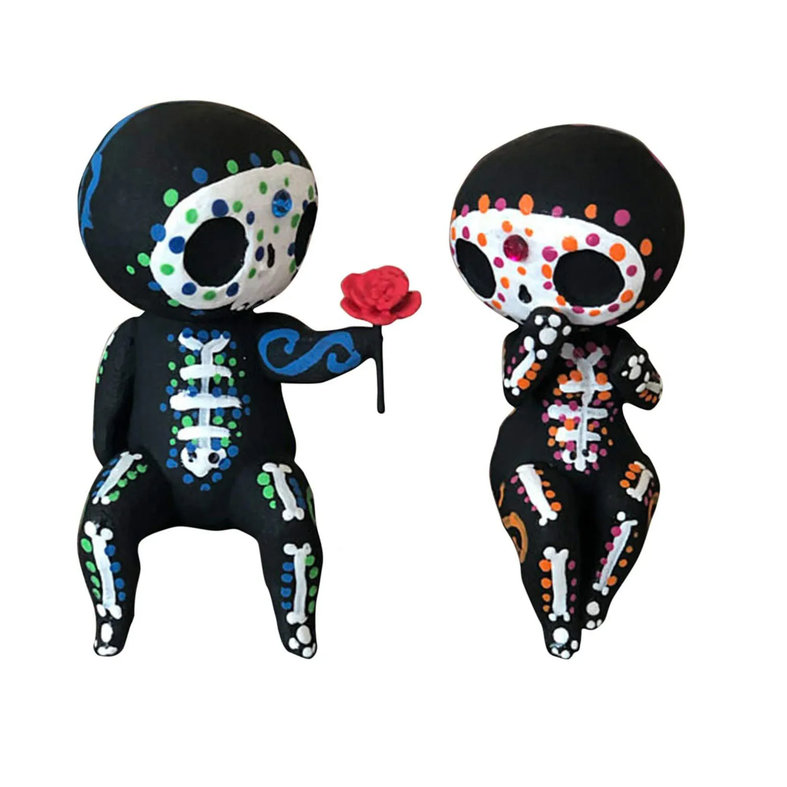 Sugar Skull Couple Statue Hand-painted 3d Printing Desktop Ornament Decor Cute Resin Figurine Home Valentines Day Present | Дом и сад