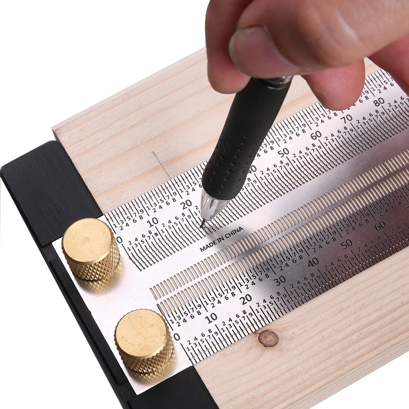 Accurate Woodworking Scriber T-Type Marking Ruler Crossed Gauge Measuring Tools 