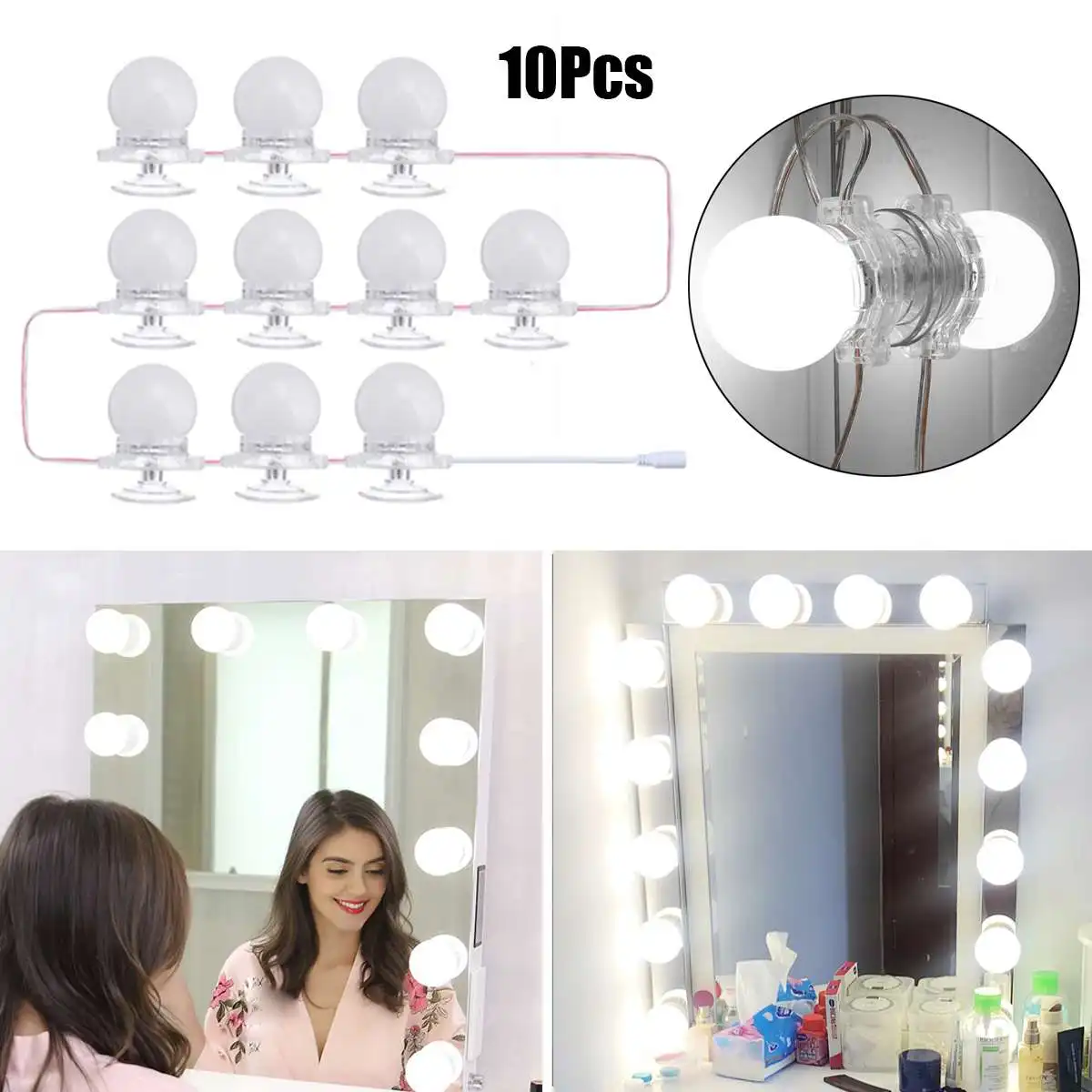 

10pcs USB Vanity Light Bathroom Led Mirror Light For Makeup Dressing Table Vanity Lights Bulb Adjustable Brightness Desktop Lamp