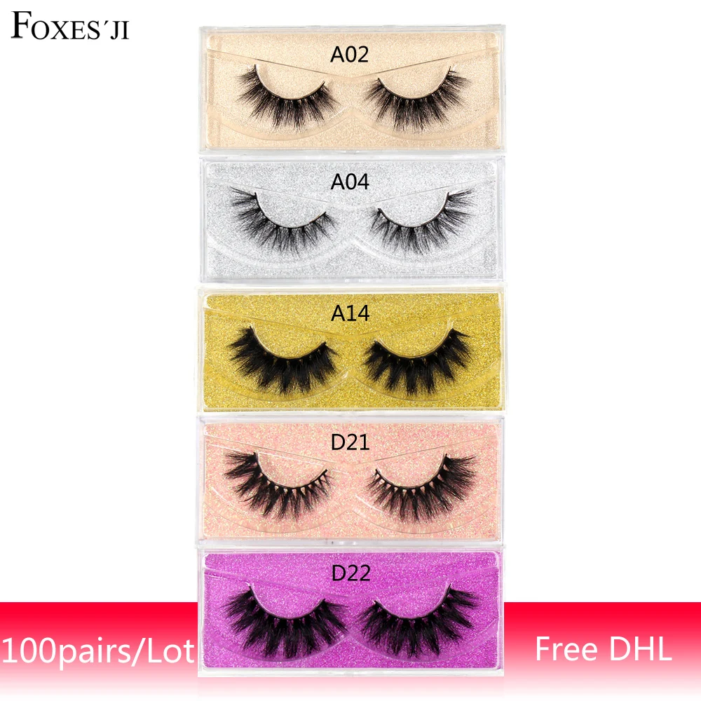 

FOXESJI 100pairs Eyelashes 3D Mink Lashes Handmade Fluffy Long lasting Reusable False Eyelashes Fake Lashes Full strip Lashes