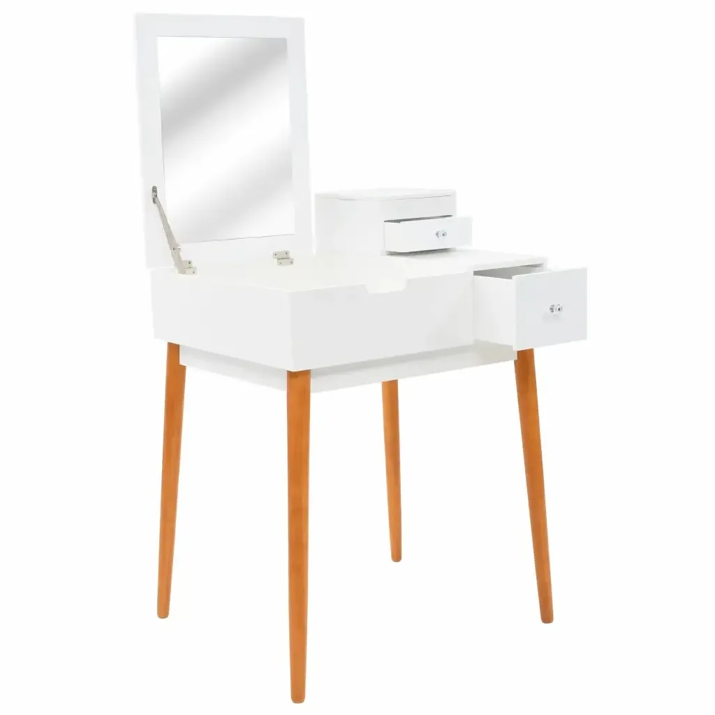 

Vidaxl Dressing Table Stool Mirror Dresser MDF 60x50x86 Cm Bedroom Furniture Woman Makeup Dressers White Color Dresser