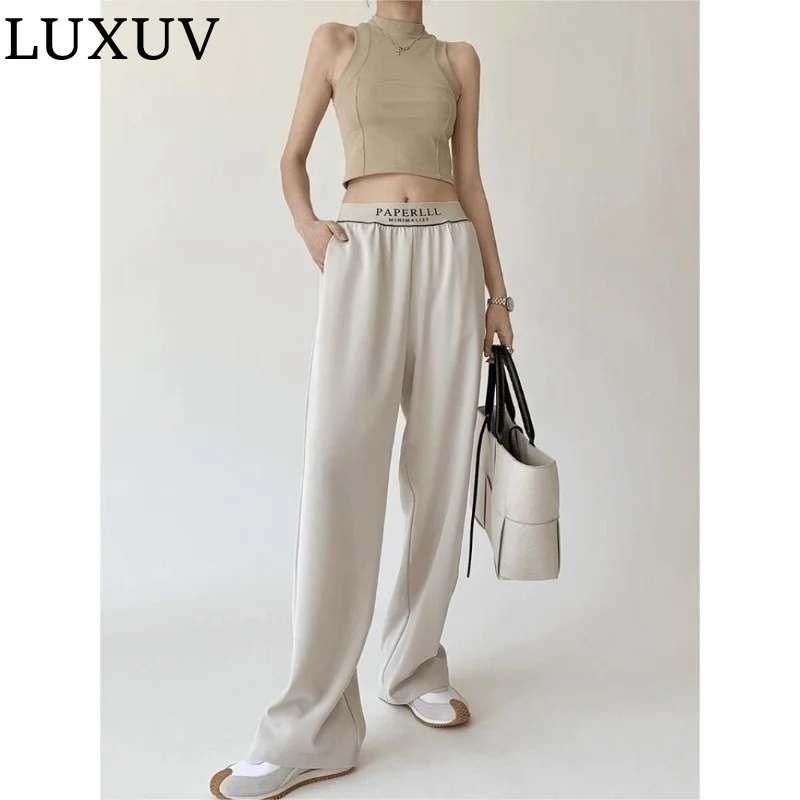 

Sweatpants Women Clothing Office Acetic Acid Pants Soft Suit High Waisted Sets Streetwear Wide Leg Overalls Trousers Harajuku