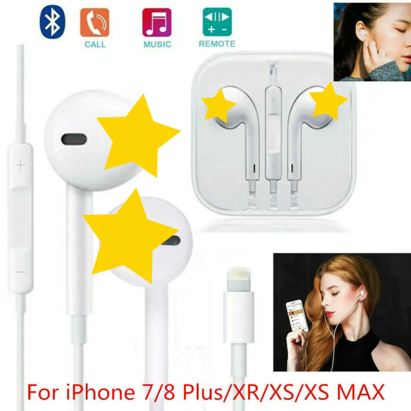 Earphone with microphone headphone Wired Bluetooth Stereo Earphones for iPhone 8 7 Plus X XS MAX XR iPod Earphone with microphone headphone Wired Bluetooth Stereo Earphones for iPhone 8 7 Plus X XS MAX XR iPod